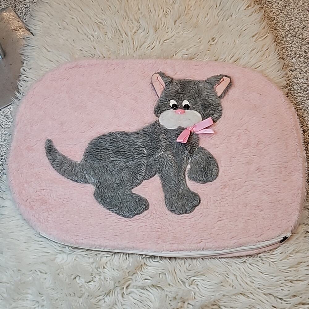 Vintage Tonka Pound Puppies Purries Grey Cat Pink Pillow Cover 1986